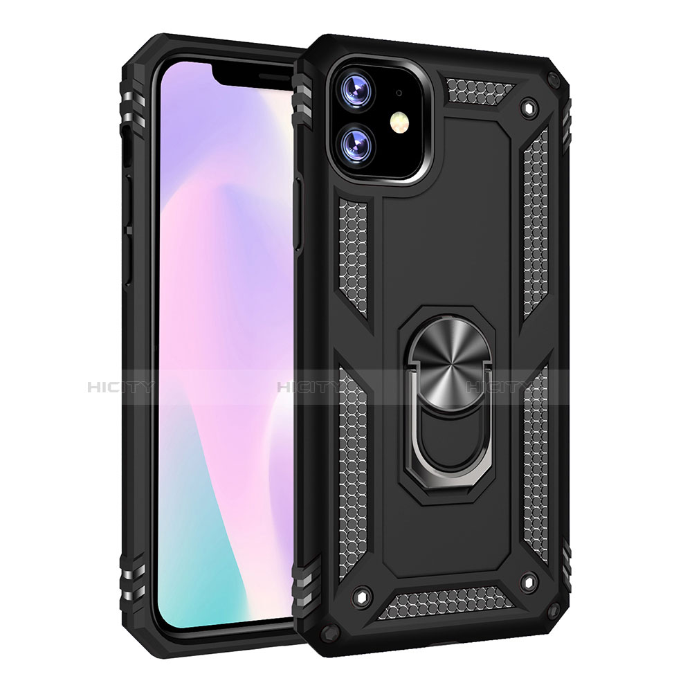 Coque Contour Silicone et Plastique Housse Etui Mat avec Magnetique Support Bague Anneau S01 pour Apple iPhone 11 Plus