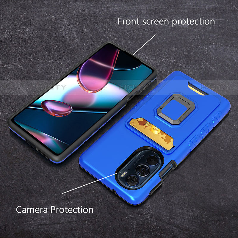 Coque Contour Silicone et Plastique Housse Etui Mat avec Magnetique Support Bague Anneau S01 pour Motorola Moto Edge X30 5G Plus