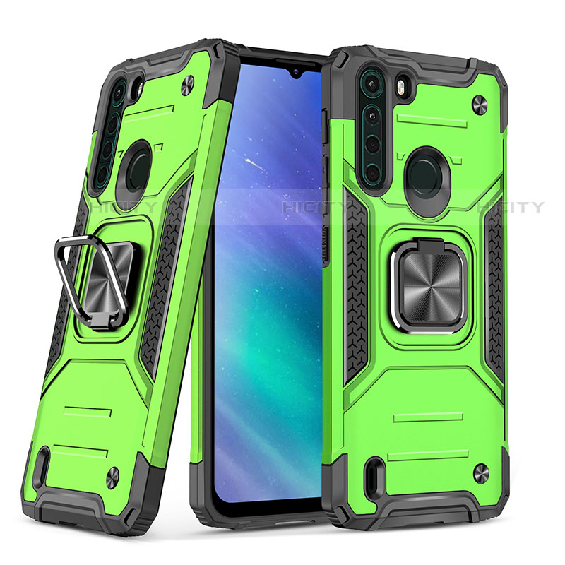 Coque Contour Silicone et Plastique Housse Etui Mat avec Magnetique Support Bague Anneau S01 pour Motorola Moto One Fusion Pastel Vert Plus