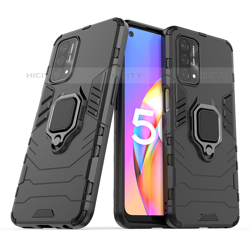 Coque Contour Silicone et Plastique Housse Etui Mat avec Magnetique Support Bague Anneau S01 pour OnePlus Nord N200 5G Noir Plus