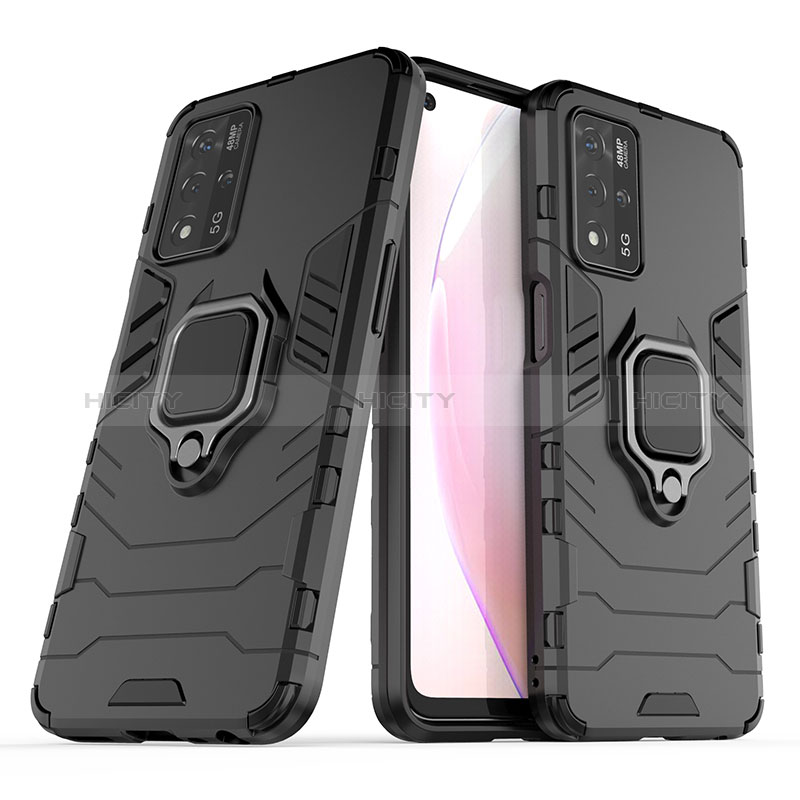 Coque Contour Silicone et Plastique Housse Etui Mat avec Magnetique Support Bague Anneau S01 pour Oppo A93s 5G Plus