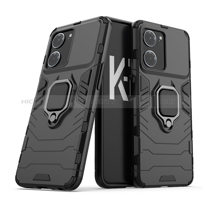 Coque Contour Silicone et Plastique Housse Etui Mat avec Magnetique Support Bague Anneau S01 pour Oppo K10 5G Plus