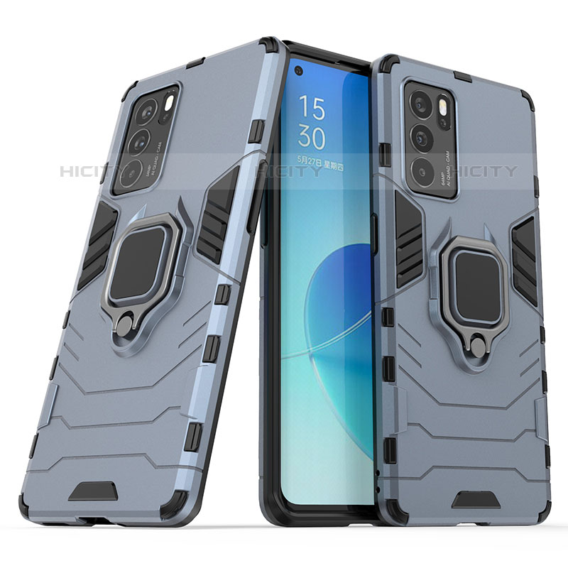 Coque Contour Silicone et Plastique Housse Etui Mat avec Magnetique Support Bague Anneau S01 pour Oppo Reno6 Pro 5G India Plus