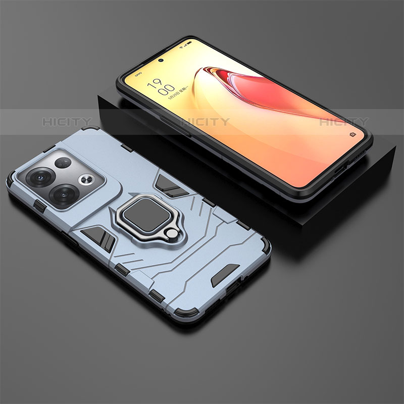 Coque Contour Silicone et Plastique Housse Etui Mat avec Magnetique Support Bague Anneau S01 pour Oppo Reno8 Pro 5G Plus