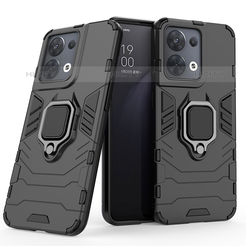 Coque Contour Silicone et Plastique Housse Etui Mat avec Magnetique Support Bague Anneau S01 pour Oppo Reno9 Pro 5G Plus