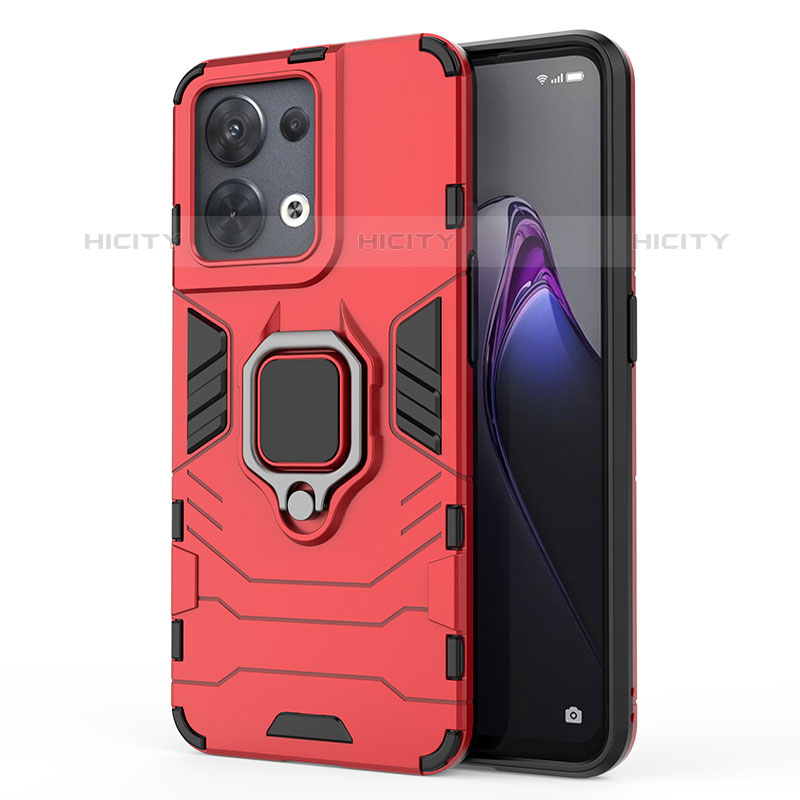 Coque Contour Silicone et Plastique Housse Etui Mat avec Magnetique Support Bague Anneau S01 pour Oppo Reno9 Pro 5G Plus