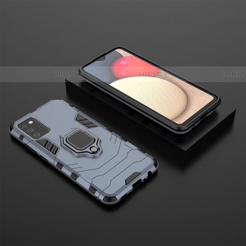 Coque Contour Silicone et Plastique Housse Etui Mat avec Magnetique Support Bague Anneau S01 pour Samsung Galaxy A03s Plus