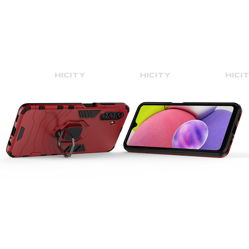 Coque Contour Silicone et Plastique Housse Etui Mat avec Magnetique Support Bague Anneau S01 pour Samsung Galaxy A04s Plus