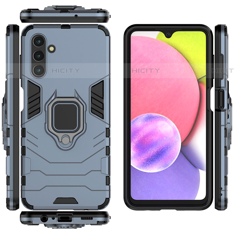 Coque Contour Silicone et Plastique Housse Etui Mat avec Magnetique Support Bague Anneau S01 pour Samsung Galaxy A04s Plus