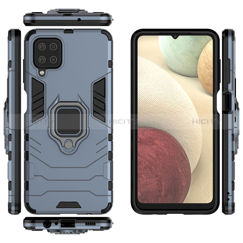 Coque Contour Silicone et Plastique Housse Etui Mat avec Magnetique Support Bague Anneau S01 pour Samsung Galaxy A12 Nacho Plus