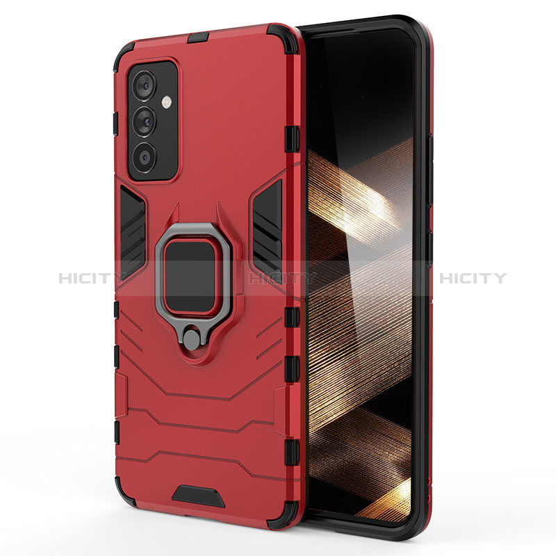 Coque Contour Silicone et Plastique Housse Etui Mat avec Magnetique Support Bague Anneau S01 pour Samsung Galaxy A15 LTE Rouge Plus