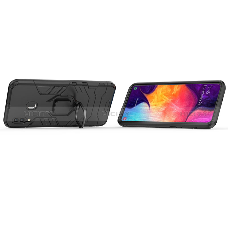 Coque Contour Silicone et Plastique Housse Etui Mat avec Magnetique Support Bague Anneau S01 pour Samsung Galaxy A20 Plus