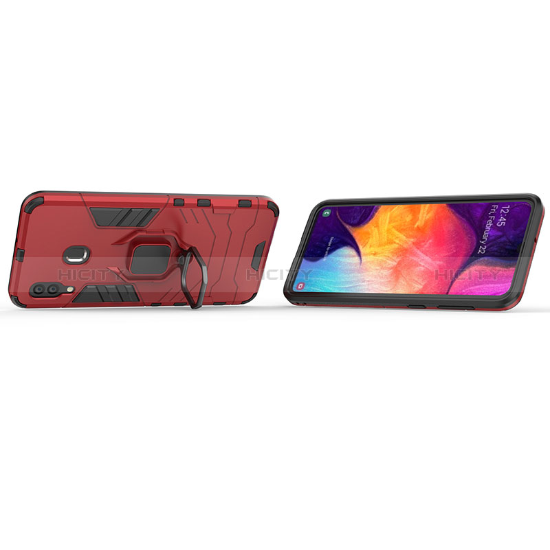 Coque Contour Silicone et Plastique Housse Etui Mat avec Magnetique Support Bague Anneau S01 pour Samsung Galaxy A20 Plus