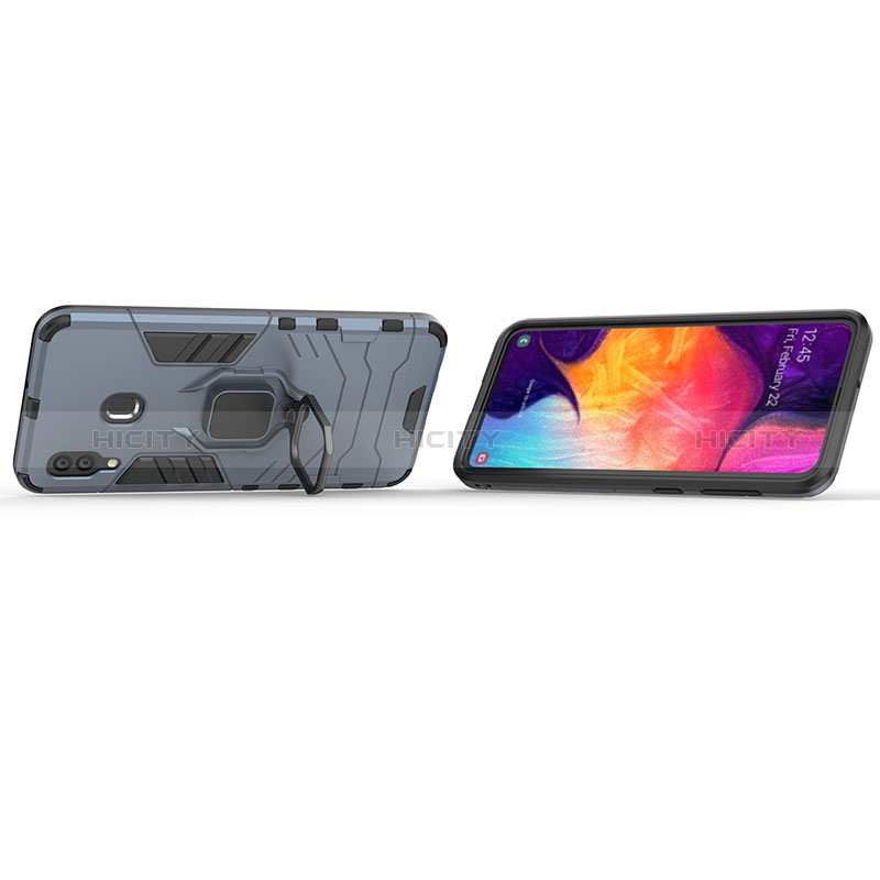 Coque Contour Silicone et Plastique Housse Etui Mat avec Magnetique Support Bague Anneau S01 pour Samsung Galaxy A20 Plus