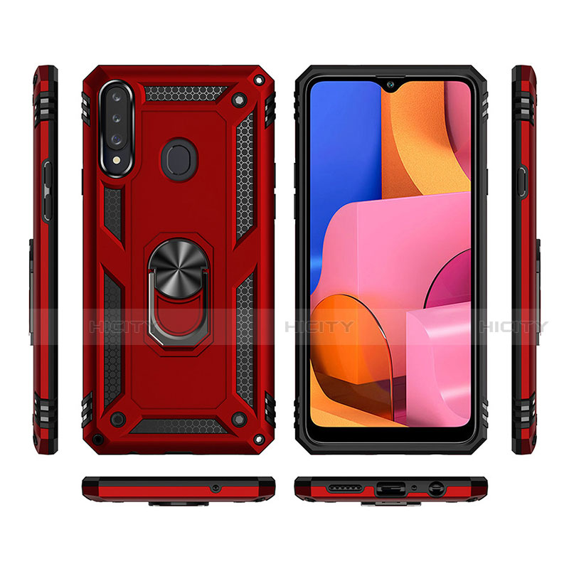 Coque Contour Silicone et Plastique Housse Etui Mat avec Magnetique Support Bague Anneau S01 pour Samsung Galaxy A20s Plus