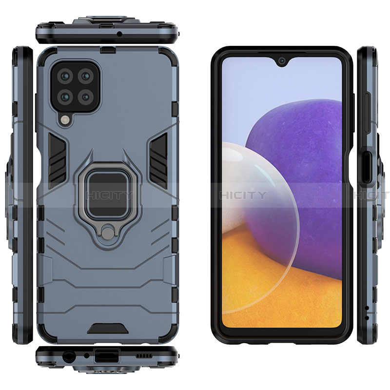 Coque Contour Silicone et Plastique Housse Etui Mat avec Magnetique Support Bague Anneau S01 pour Samsung Galaxy A22 4G Plus