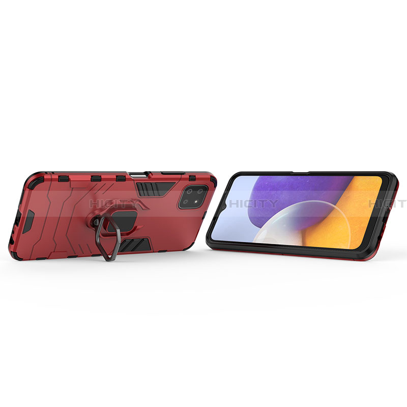 Coque Contour Silicone et Plastique Housse Etui Mat avec Magnetique Support Bague Anneau S01 pour Samsung Galaxy A22 5G Plus