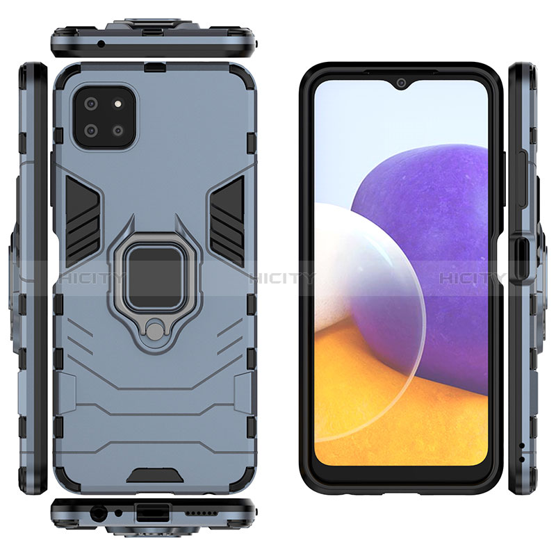 Coque Contour Silicone et Plastique Housse Etui Mat avec Magnetique Support Bague Anneau S01 pour Samsung Galaxy A22s 5G Plus