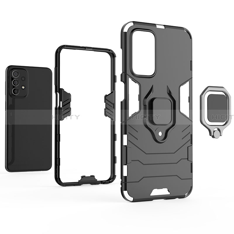 Coque Contour Silicone et Plastique Housse Etui Mat avec Magnetique Support Bague Anneau S01 pour Samsung Galaxy A23 4G Plus