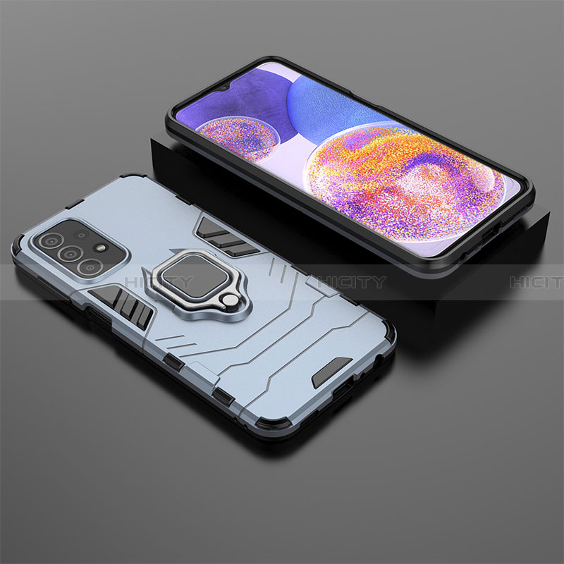 Coque Contour Silicone et Plastique Housse Etui Mat avec Magnetique Support Bague Anneau S01 pour Samsung Galaxy A23 4G Plus