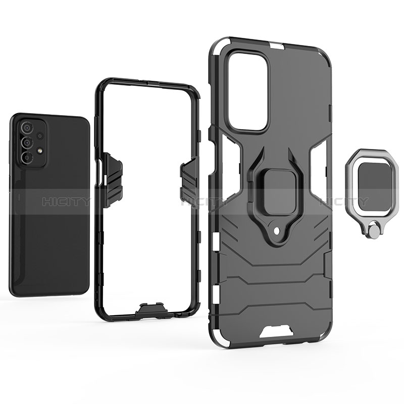 Coque Contour Silicone et Plastique Housse Etui Mat avec Magnetique Support Bague Anneau S01 pour Samsung Galaxy A23 5G Plus