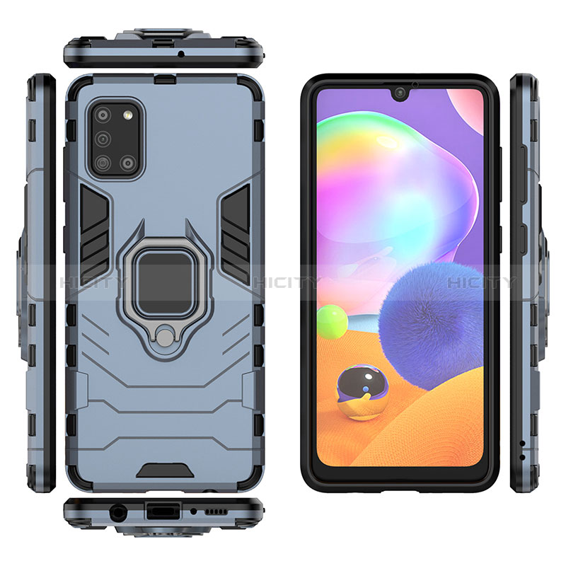 Coque Contour Silicone et Plastique Housse Etui Mat avec Magnetique Support Bague Anneau S01 pour Samsung Galaxy A31 Plus