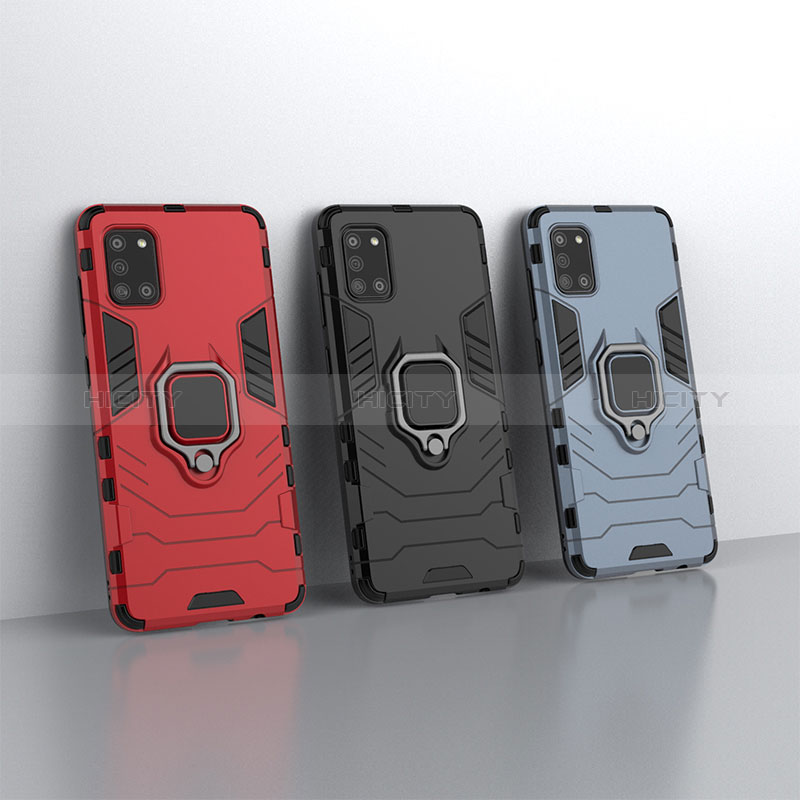 Coque Contour Silicone et Plastique Housse Etui Mat avec Magnetique Support Bague Anneau S01 pour Samsung Galaxy A31 Plus