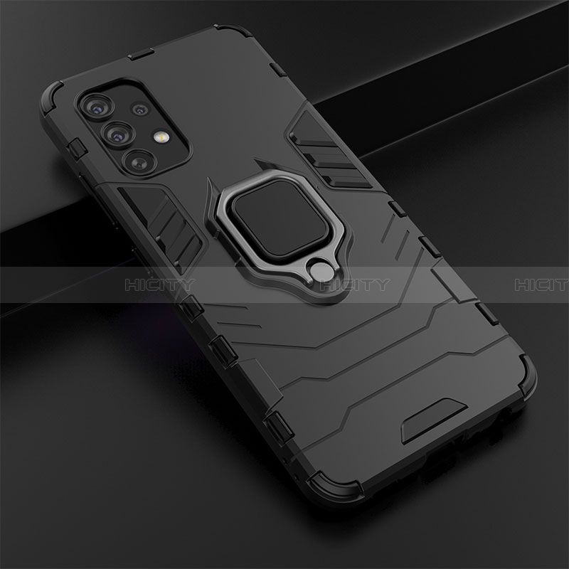 Coque Contour Silicone et Plastique Housse Etui Mat avec Magnetique Support Bague Anneau S01 pour Samsung Galaxy A32 4G Plus