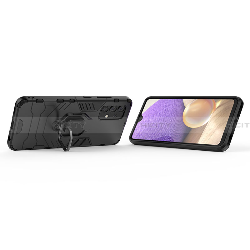Coque Contour Silicone et Plastique Housse Etui Mat avec Magnetique Support Bague Anneau S01 pour Samsung Galaxy A32 5G Plus