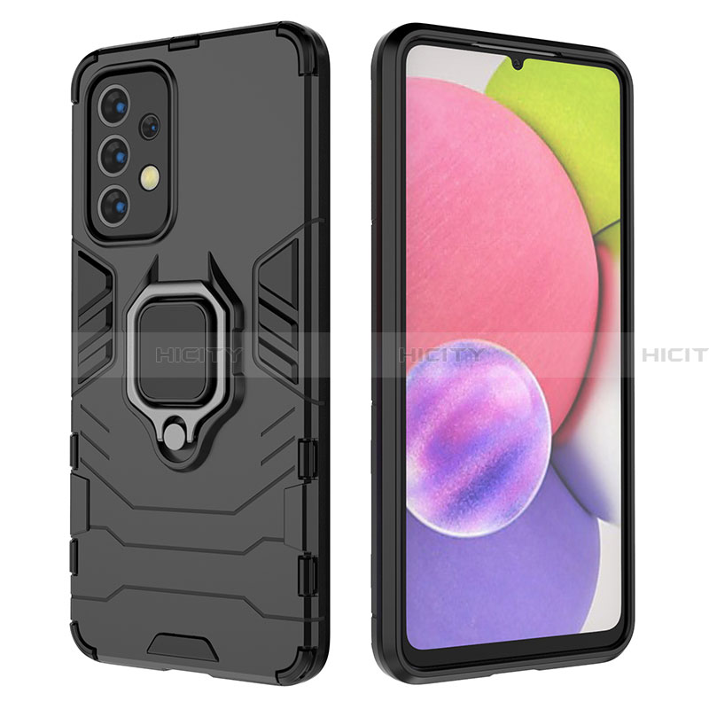 Coque Contour Silicone et Plastique Housse Etui Mat avec Magnetique Support Bague Anneau S01 pour Samsung Galaxy A33 5G Plus