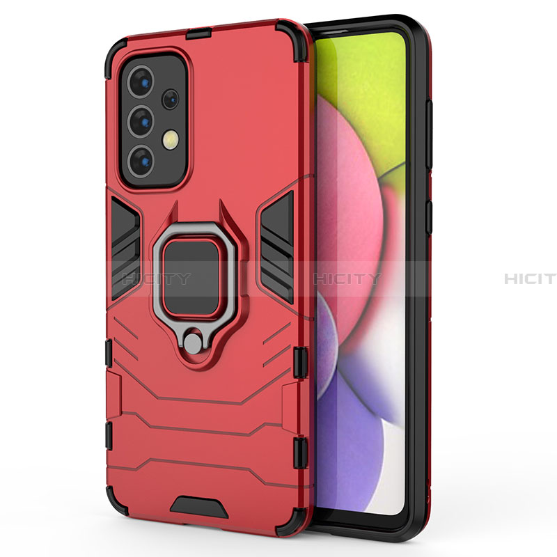 Coque Contour Silicone et Plastique Housse Etui Mat avec Magnetique Support Bague Anneau S01 pour Samsung Galaxy A33 5G Rouge Plus