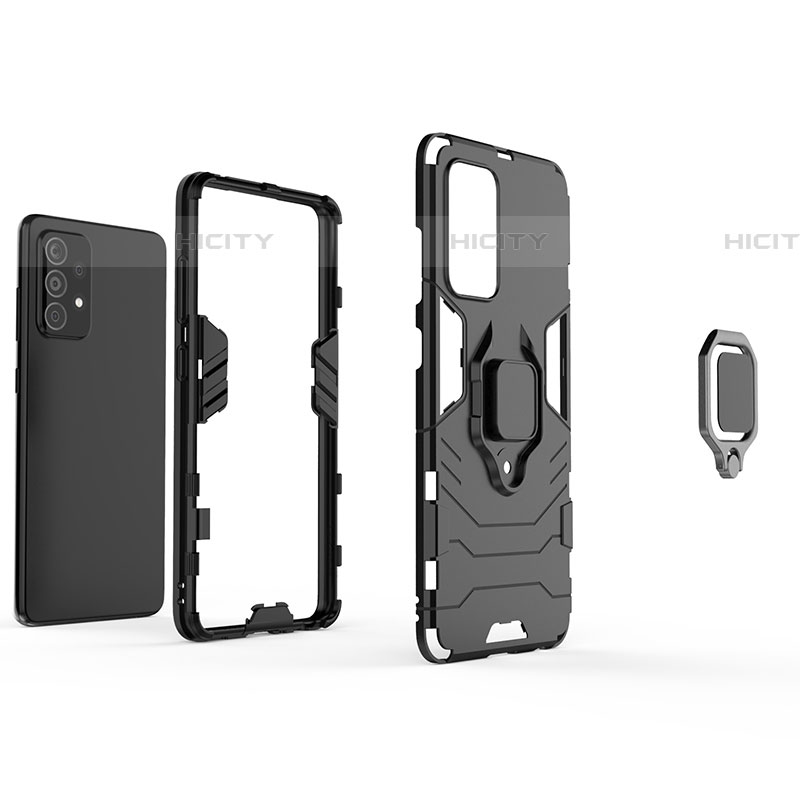 Coque Contour Silicone et Plastique Housse Etui Mat avec Magnetique Support Bague Anneau S01 pour Samsung Galaxy A52 4G Plus