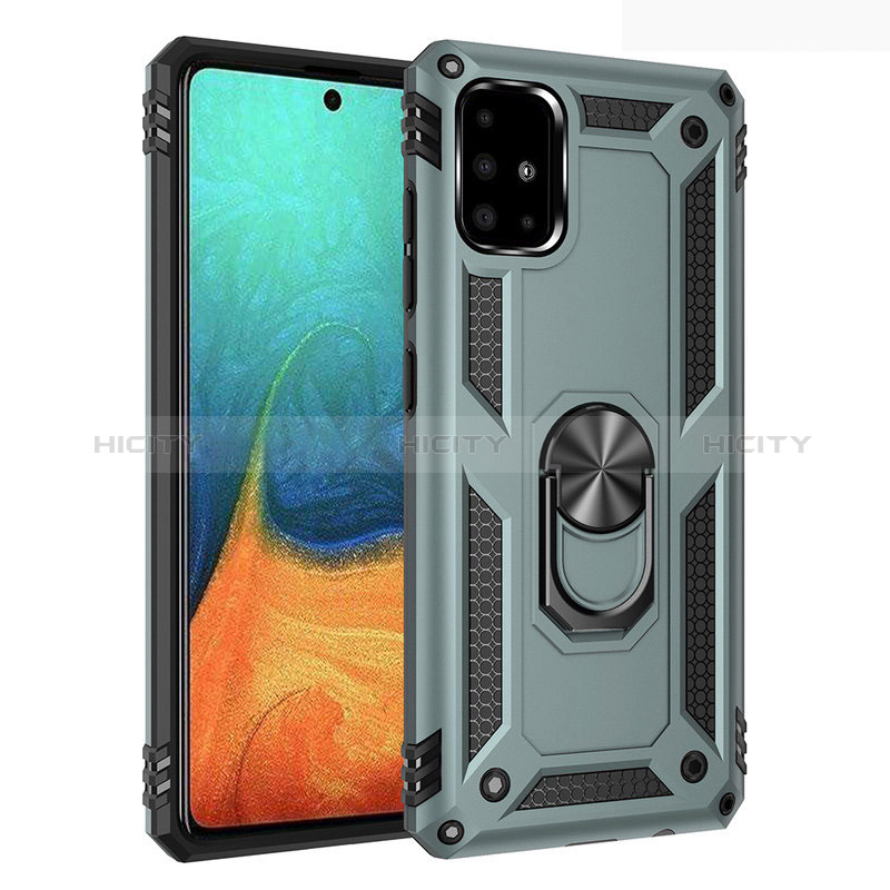 Coque Contour Silicone et Plastique Housse Etui Mat avec Magnetique Support Bague Anneau S01 pour Samsung Galaxy A71 4G A715 Plus