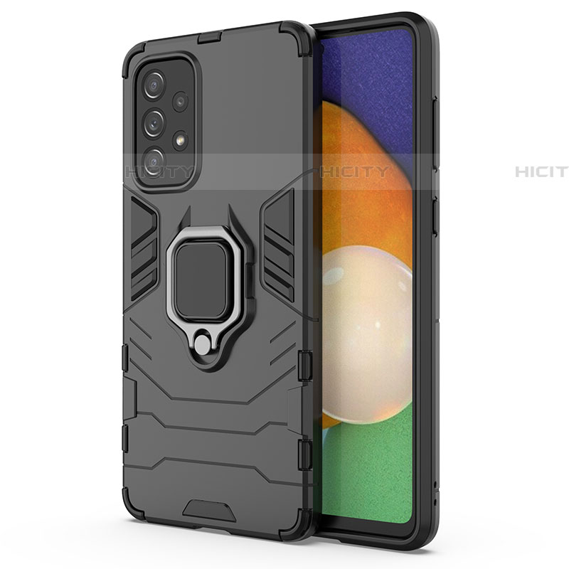 Coque Contour Silicone et Plastique Housse Etui Mat avec Magnetique Support Bague Anneau S01 pour Samsung Galaxy A73 5G Noir Plus