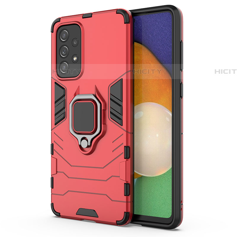 Coque Contour Silicone et Plastique Housse Etui Mat avec Magnetique Support Bague Anneau S01 pour Samsung Galaxy A73 5G Rouge Plus