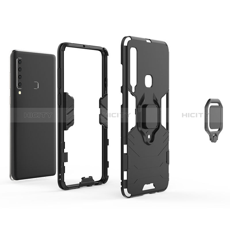 Coque Contour Silicone et Plastique Housse Etui Mat avec Magnetique Support Bague Anneau S01 pour Samsung Galaxy A9 (2018) A920 Plus