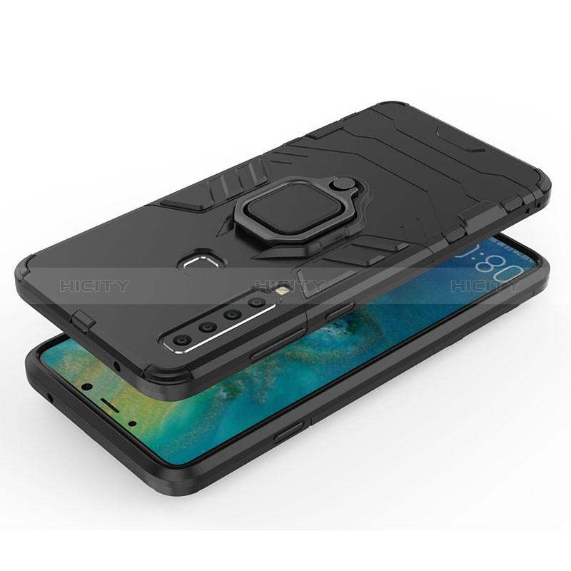 Coque Contour Silicone et Plastique Housse Etui Mat avec Magnetique Support Bague Anneau S01 pour Samsung Galaxy A9 (2018) A920 Plus