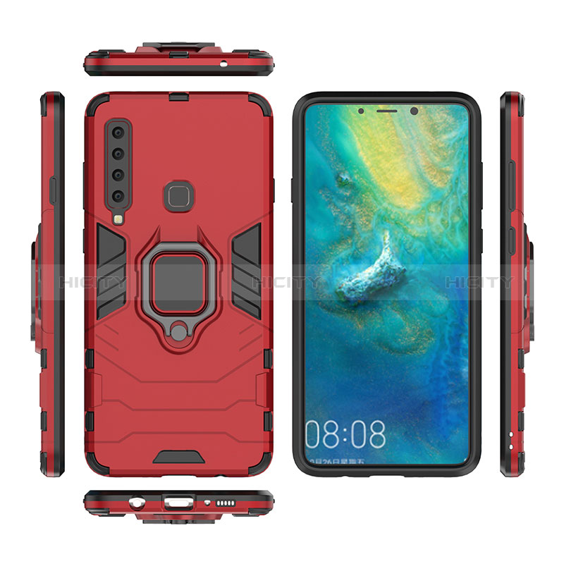 Coque Contour Silicone et Plastique Housse Etui Mat avec Magnetique Support Bague Anneau S01 pour Samsung Galaxy A9 (2018) A920 Plus