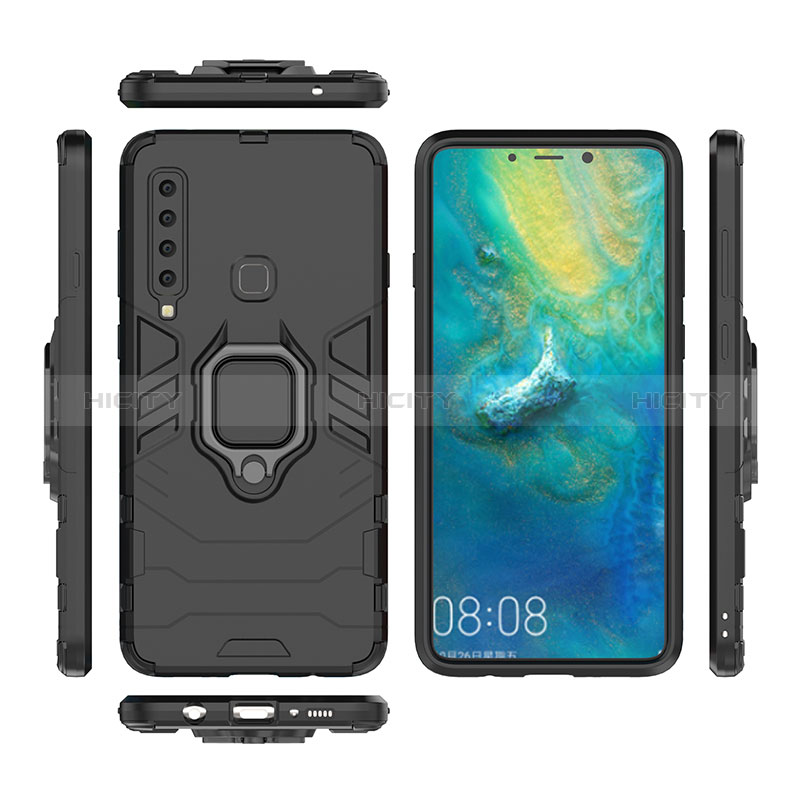 Coque Contour Silicone et Plastique Housse Etui Mat avec Magnetique Support Bague Anneau S01 pour Samsung Galaxy A9 (2018) A920 Plus