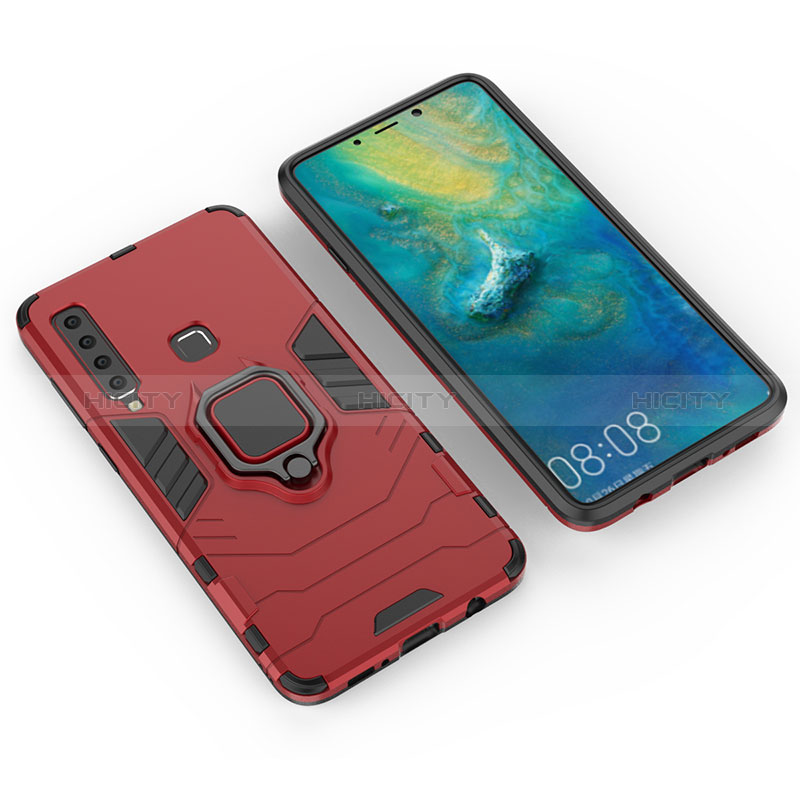 Coque Contour Silicone et Plastique Housse Etui Mat avec Magnetique Support Bague Anneau S01 pour Samsung Galaxy A9 (2018) A920 Rouge Plus