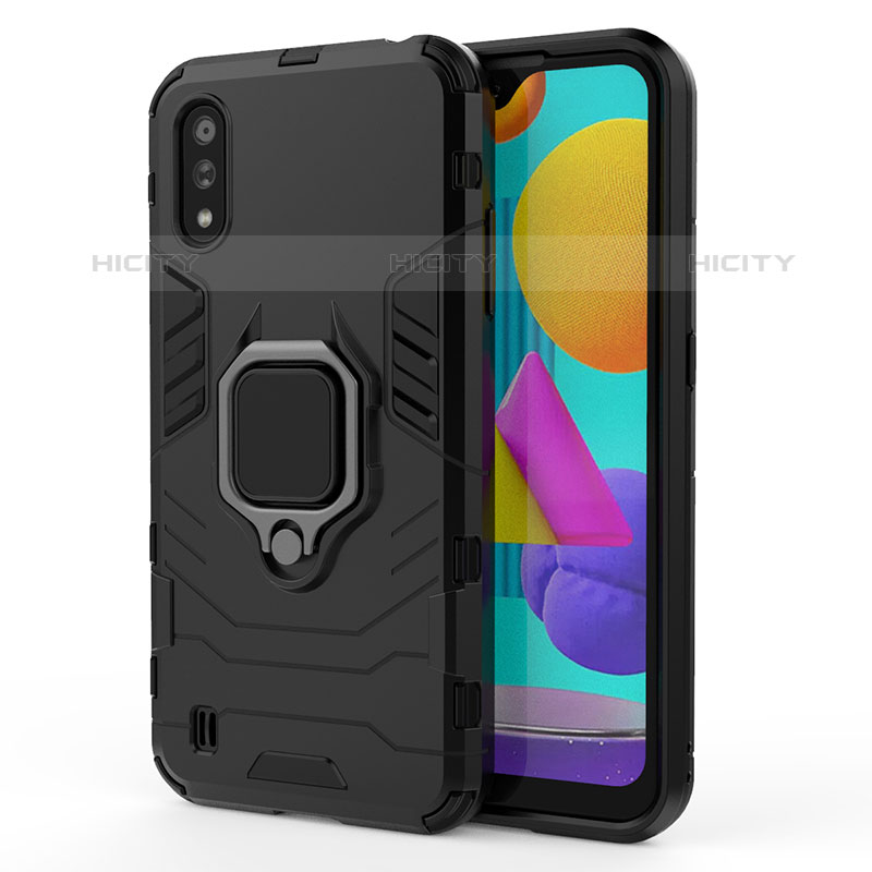 Coque Contour Silicone et Plastique Housse Etui Mat avec Magnetique Support Bague Anneau S01 pour Samsung Galaxy M01 Plus