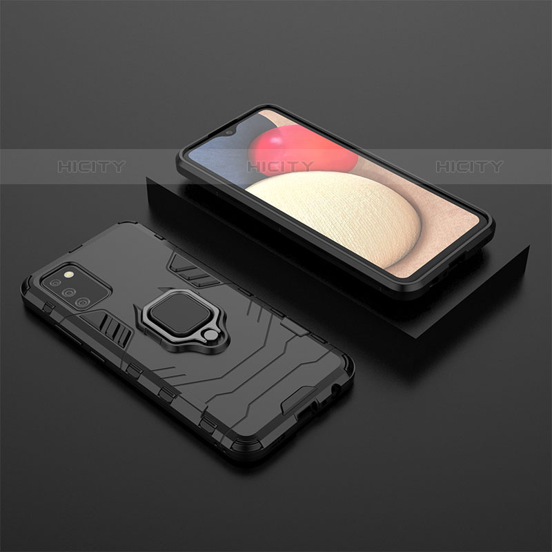 Coque Contour Silicone et Plastique Housse Etui Mat avec Magnetique Support Bague Anneau S01 pour Samsung Galaxy M02s Plus