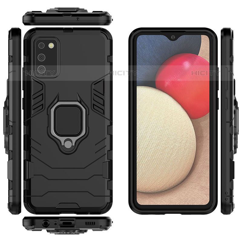 Coque Contour Silicone et Plastique Housse Etui Mat avec Magnetique Support Bague Anneau S01 pour Samsung Galaxy M02s Plus