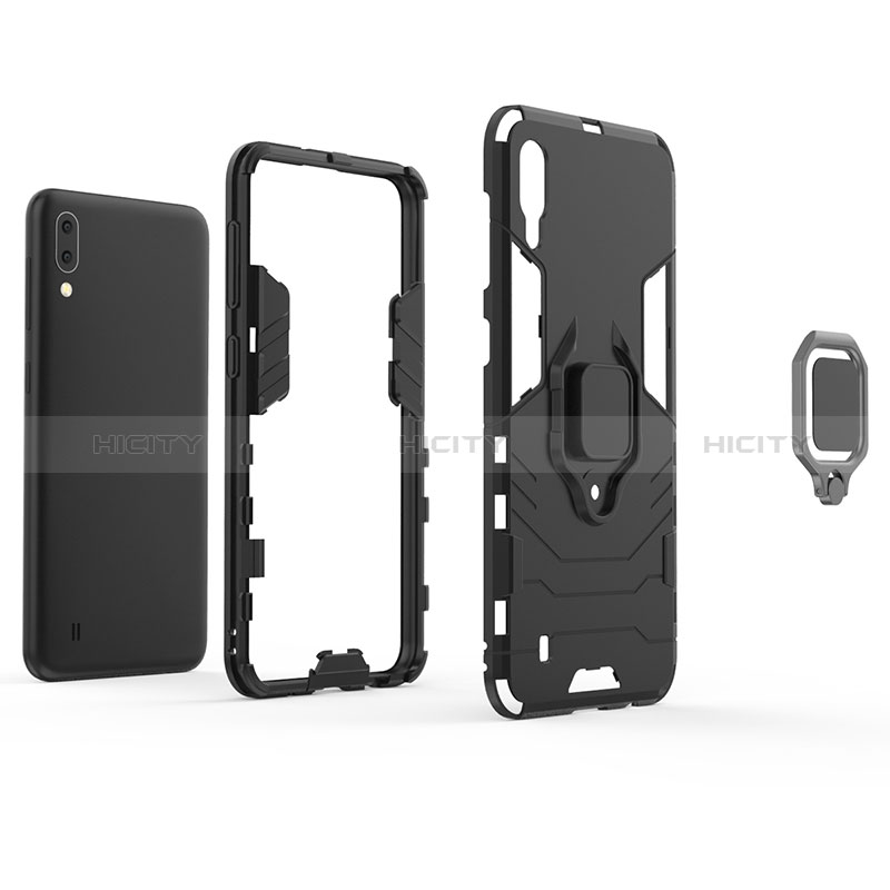 Coque Contour Silicone et Plastique Housse Etui Mat avec Magnetique Support Bague Anneau S01 pour Samsung Galaxy M10 Plus