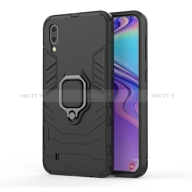 Coque Contour Silicone et Plastique Housse Etui Mat avec Magnetique Support Bague Anneau S01 pour Samsung Galaxy M10 Plus