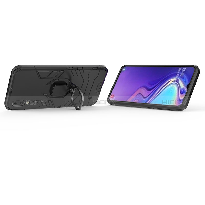 Coque Contour Silicone et Plastique Housse Etui Mat avec Magnetique Support Bague Anneau S01 pour Samsung Galaxy M10 Plus