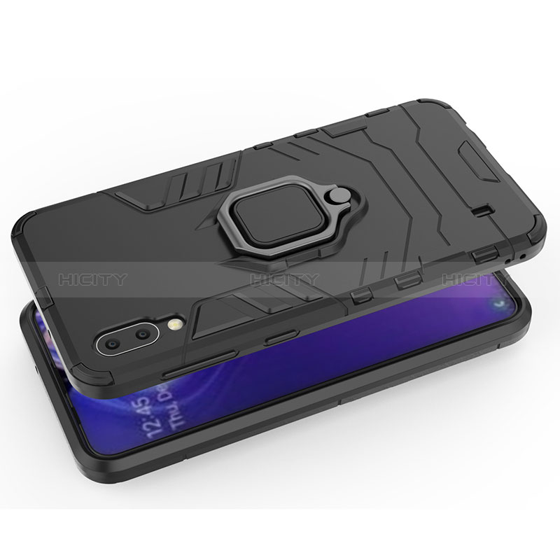 Coque Contour Silicone et Plastique Housse Etui Mat avec Magnetique Support Bague Anneau S01 pour Samsung Galaxy M10 Plus