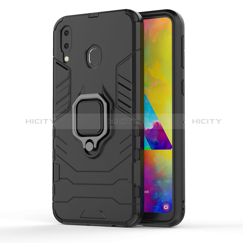 Coque Contour Silicone et Plastique Housse Etui Mat avec Magnetique Support Bague Anneau S01 pour Samsung Galaxy M20 Plus