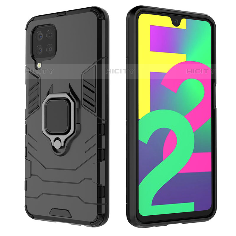 Coque Contour Silicone et Plastique Housse Etui Mat avec Magnetique Support Bague Anneau S01 pour Samsung Galaxy M22 4G Plus