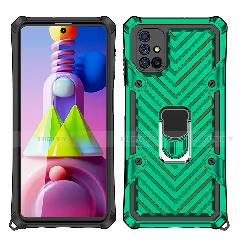 Coque Contour Silicone et Plastique Housse Etui Mat avec Magnetique Support Bague Anneau S01 pour Samsung Galaxy M51 Plus